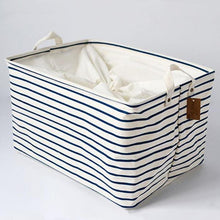 Striped Navy Cotton Storage Box